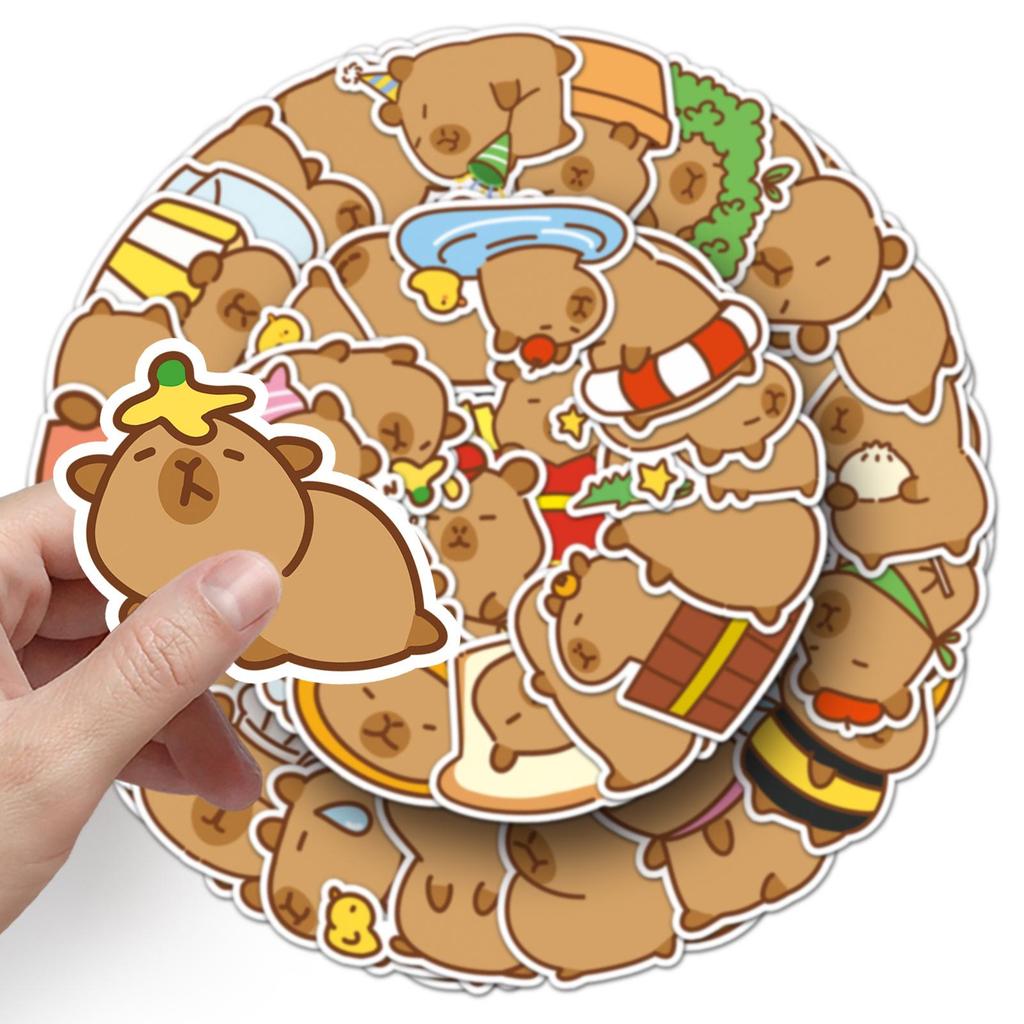 51 Cute Original Capybara Doodle Stickers: Hand-Drawn Animal Decor for Water Bottles, Phone Cases, and Luggage