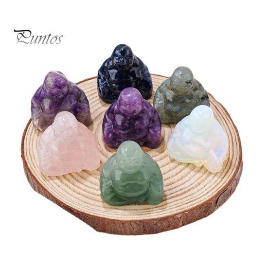 Carving Buddha Figurine Natural Stone Positive Healing Energy Colorful Hand-carved Decorative Sculpture Laughing Statue Desktop Decoration Birthday