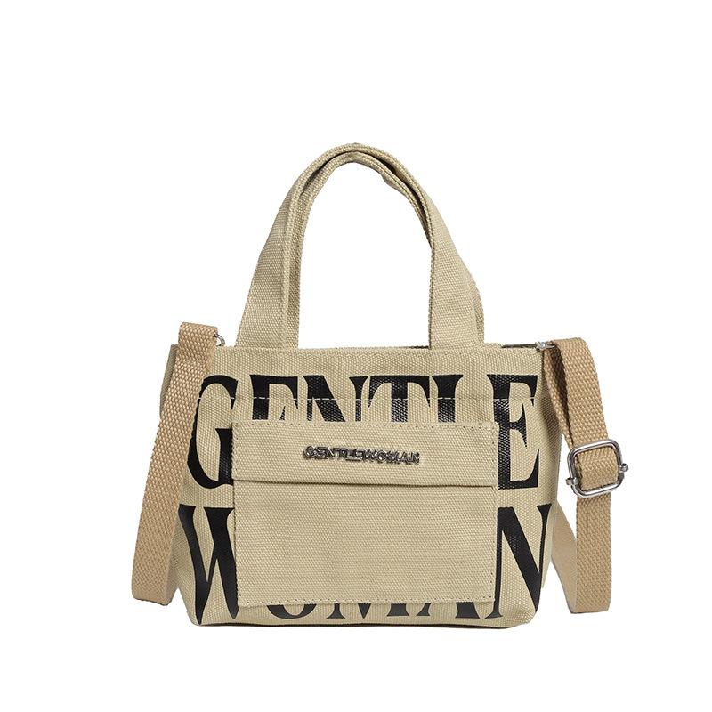 

Аппаратная Мини Сумка-тоут с Принтом Букв, Портативная Холщовая Сумка Контрастного Цвета, Повседневная Наплечная Сумка хаки