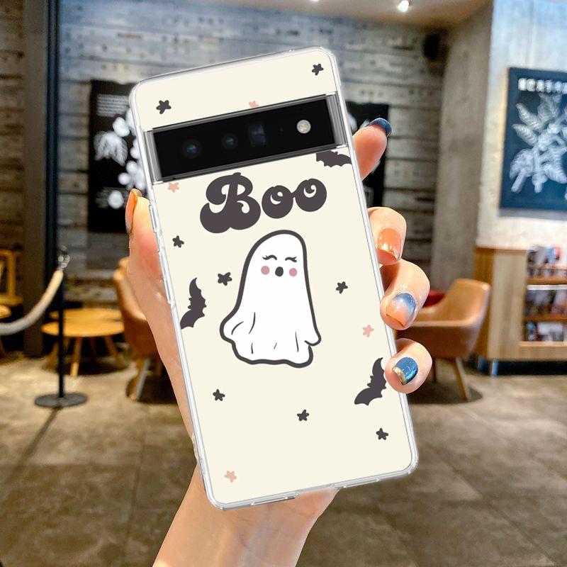 Phone Case Cover for Google Pixel 9,8,7,6,5,4,4XL,7A,6A,5A,4A,3A,Pro,XL,5G Transparent Soft TPU Shell Halloween Ghost Costume