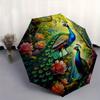 1pc Two Peacocks in Flowers Cartoon Umbrella, Portable 3-Fold Compact Umbrella, Suitable for Camping, Hiking and Travel, Ideal Easter Birthday Gi
