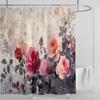 Rose Flower Shower Curtain Waterproof Shower Curtain Polyester Fabric 3D Printed Curtain Bathroom Decoration With Hook