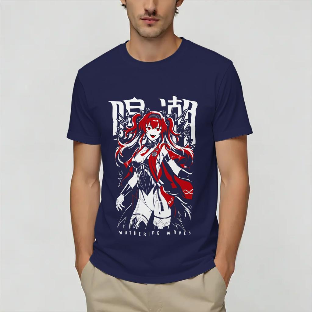 Wuthering Waves TShirt Summer 100 Cotton T Shirts For Male Hippie Loose Tee Shirt Short Sleeve Y2K Funny Tees