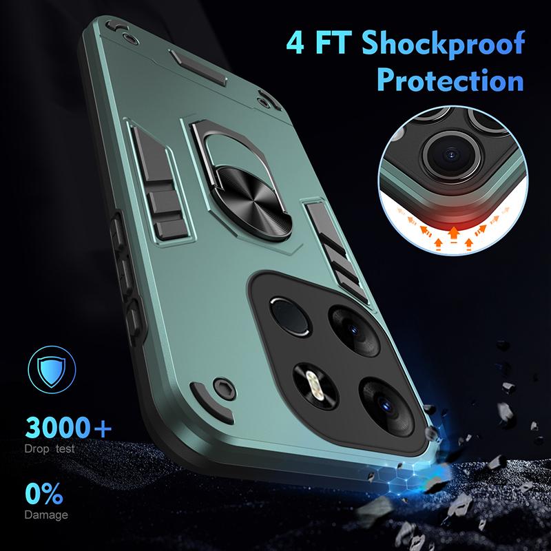 Heavy Duty Armor Shockproof Case For Tecno Spark G0 2022 2023 Spark G0 2024 Spark G0 2025 Magnetic Stand Hard Back Cover