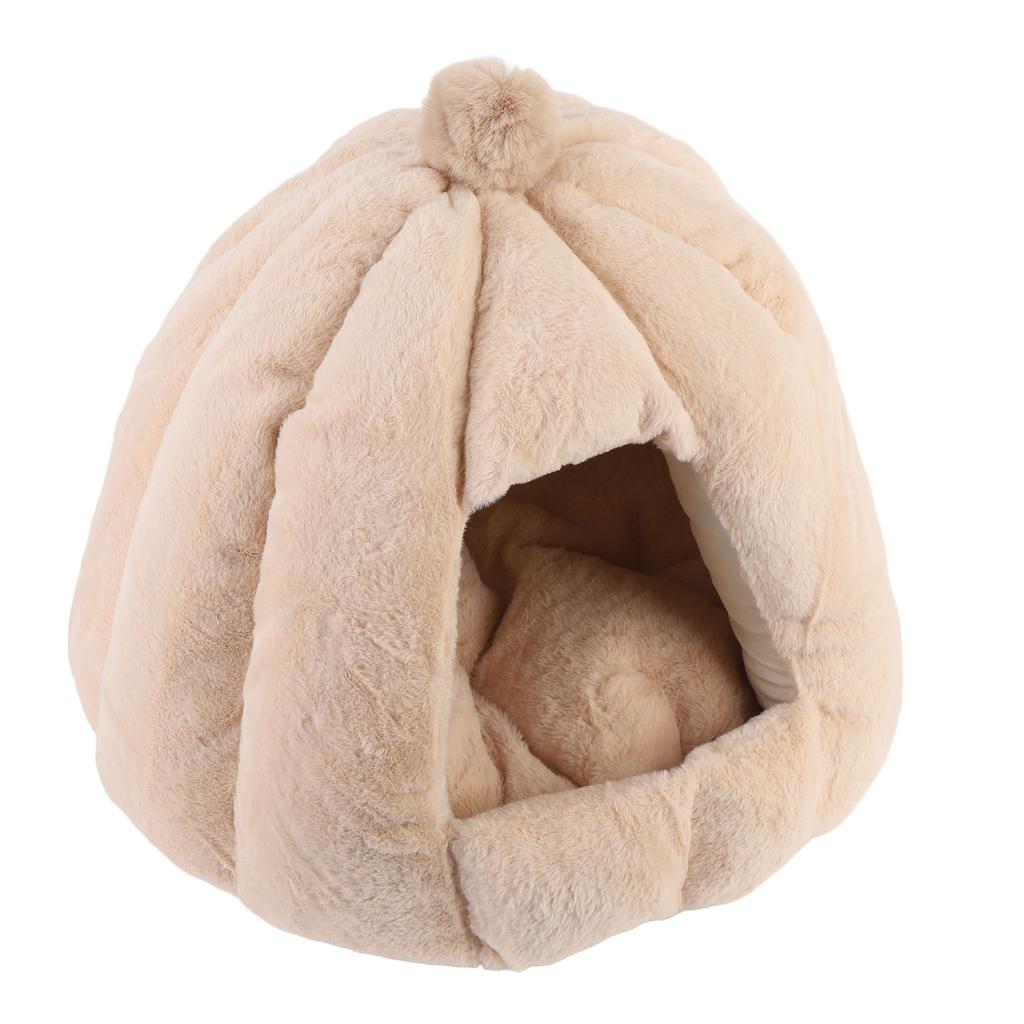 Cat House Removable Washable Cushion Hooded Pet Cave House Tent Bed for Indoor Light Coffee L
