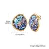 Vnox New Irregular Geometric White Shell Abalone Pattern Earrings for Women, Stainless Steel White Clam Earrings Beach Jewelry