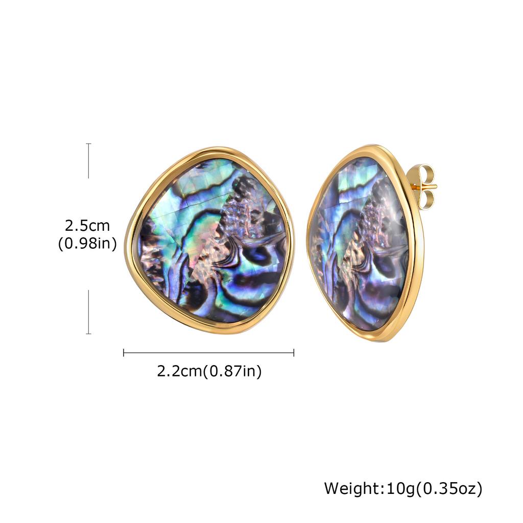Vnox New Irregular Geometric White Shell Abalone Pattern Earrings for Women, Stainless Steel White Clam Earrings Beach Jewelry