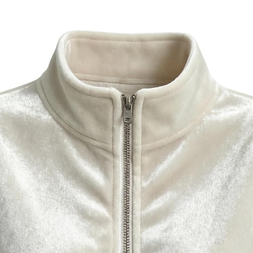 Women's Velvet Zip Up Long Sleeve Top Casual Color Shirt for Everyday Wear