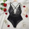 Black Ultra Hot Sexy Lingerie Women Lace Hollow Bra Set Transparent Female Erotic Costumes Deep V Open Woman Sexy Underwear Set