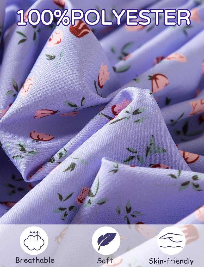 Maeau Short Sleeve Floral Square Puff Princess Perfect for School or Size 3Y Girls' Dress, Print, Neck, Sleeves, Style, Stylish, Casual, Kindergarten,