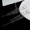 2026 Exaggerated Long Silver Colour Tassel Earrings for Woman Simple Personality Fashion Earrings Wedding Jewelry Birthday Gift