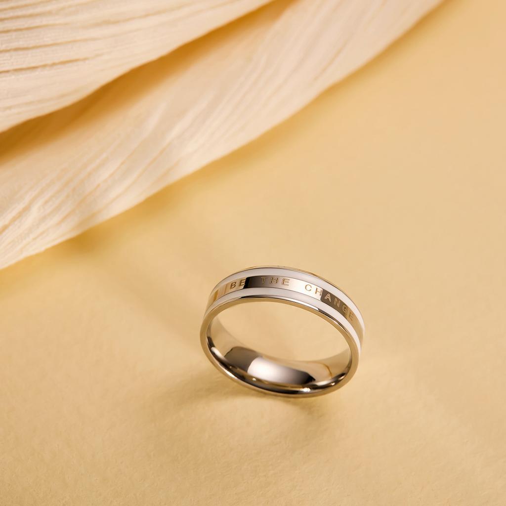 Emotionaler Ring aus Titanstahl für Damen und Herren, geeignet für Frauen und Männer, emotionaler Schmuck, 4 mm polierter Verlobungsring aus Titanstahl