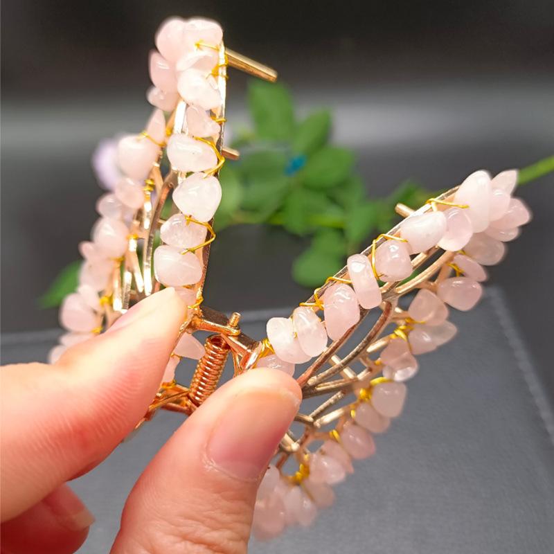 Natural Crystal Alloy butterfly Crushed Stone Hair Grips, Hair Clips, Amethyst Hair Clips Hair Binding Accessories for Women розовый