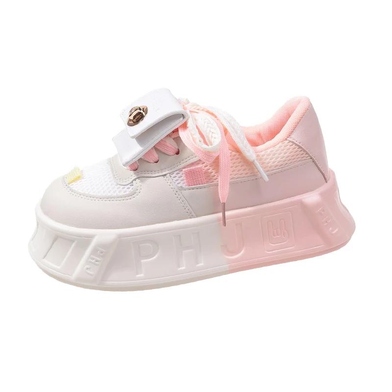 Fashion Kawaii Luxury Women's Shoes 5CM New Lightweight Fashion Versatile Casual Little Shoes Women's Matsutake Thick Sole Sports Shoes