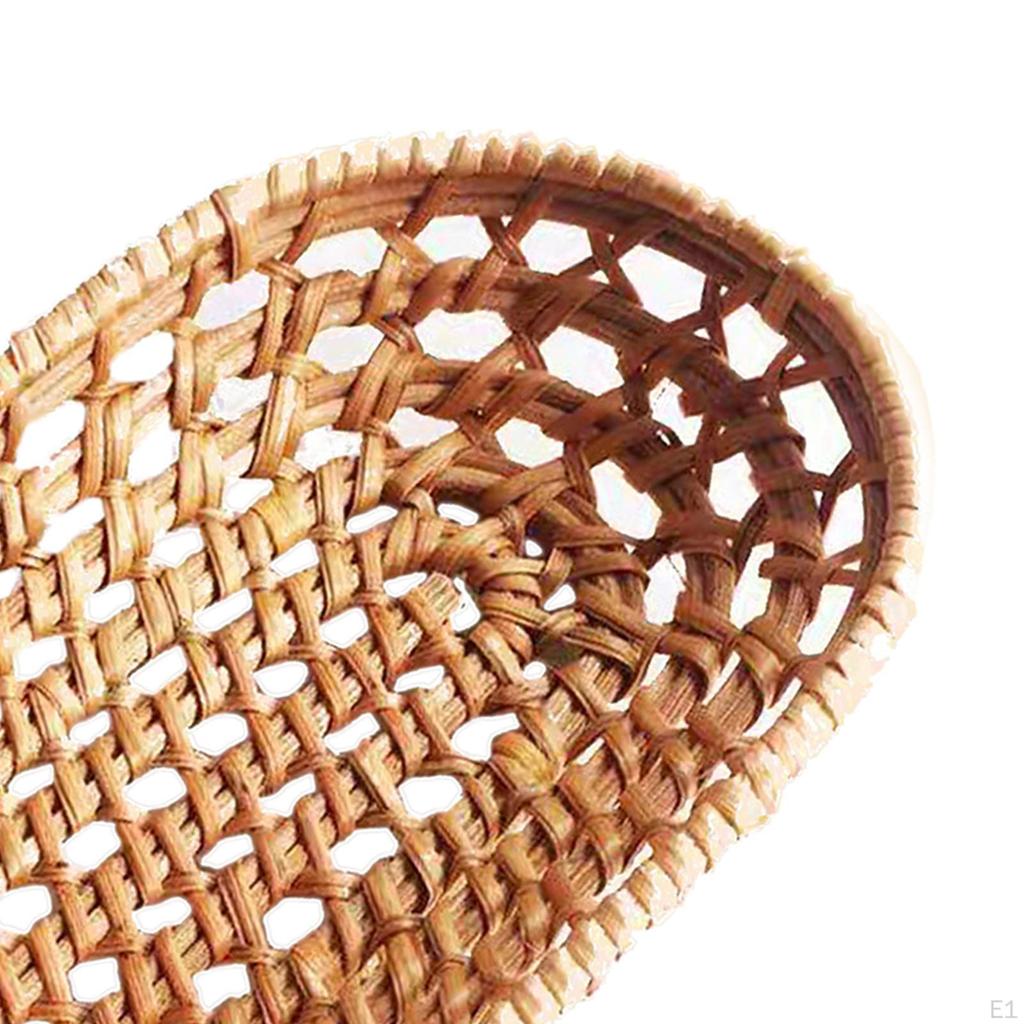 Καλάθι σερβιρίσματος ψωμιού, Ψάθινο χειροποίητο καλάθι αποθήκευσης φρούτων από ρατάν, διακοσμητικό μπολ για το σπίτι