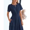 light green split neck smocked waist tiered maxi dress with pockets for women