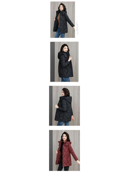Mom's Winter Cotton Coat: Mid-Length Warm Jacket for Women, Middle-Aged & Elderly