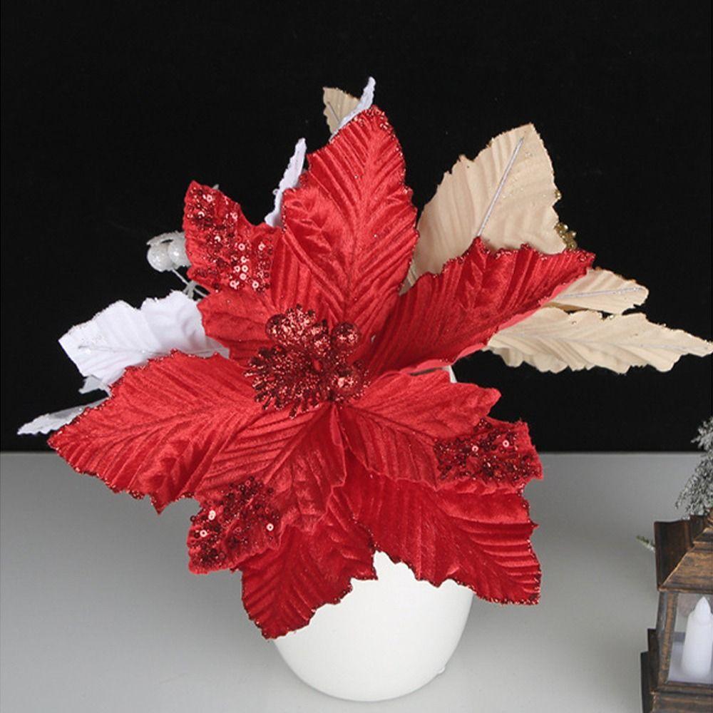 Large Christmas Glitter Flower Simulation Christmas Tree Decorations  Wedding Decor