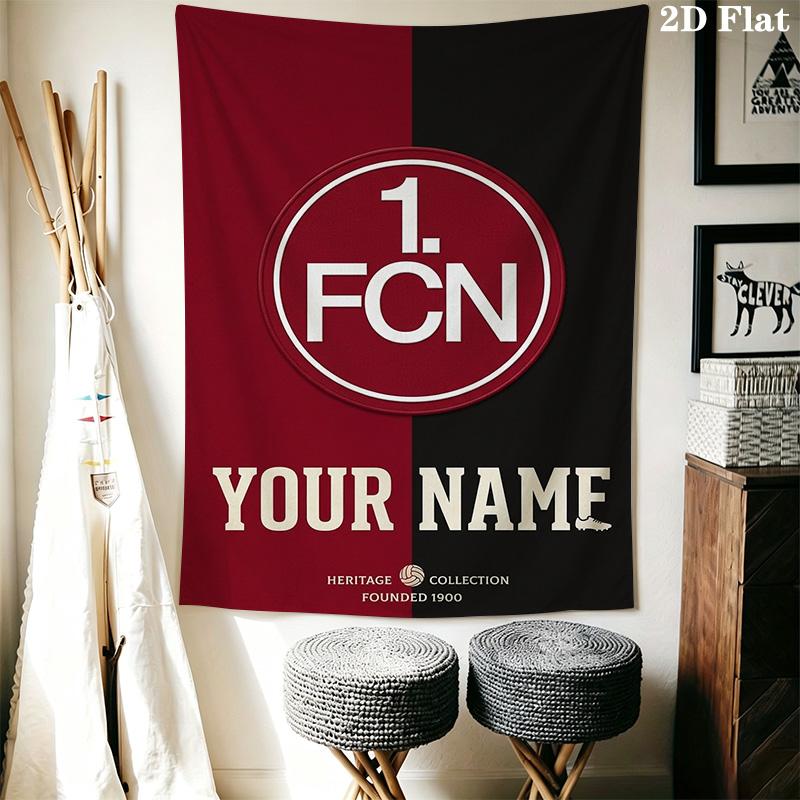 Name Custom 1.FC Nürnberg Logo Wall Tapestry Aesthetic Wall Hanging Printed Fabric Blanket Decorative Tapestries for Bedroom Living Room Home Decor