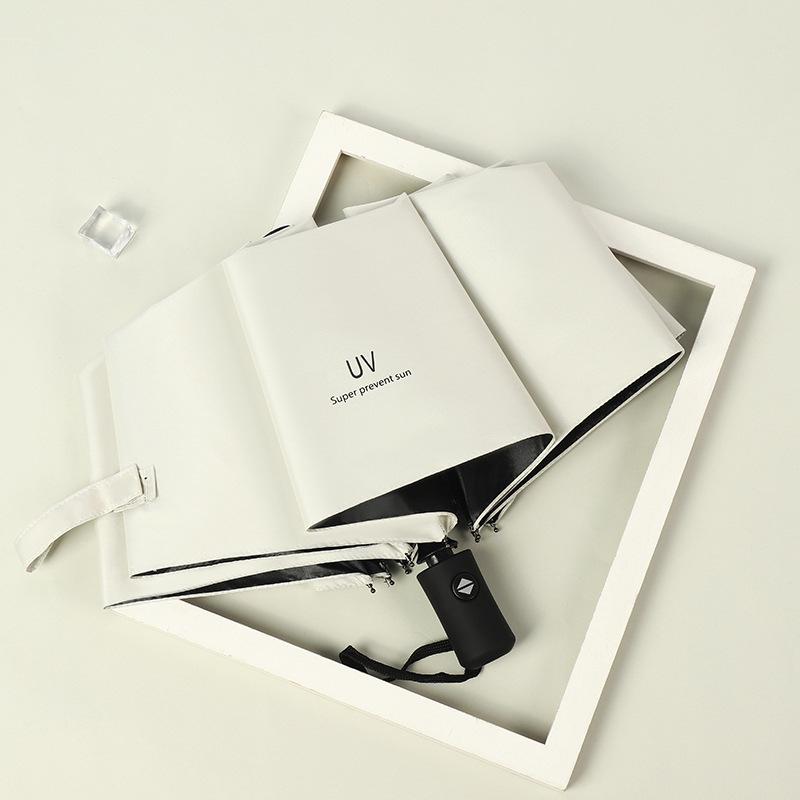 Automatic Women's Umbrella: Black & White Checkered, UV Protective, Foldable Design for Students