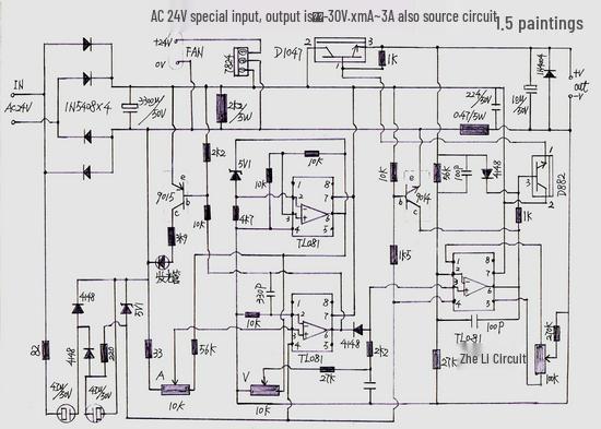 Adjustable 0-30V 2mA-3A DC Power Supply Kit with Short Circuit Protection for Labs