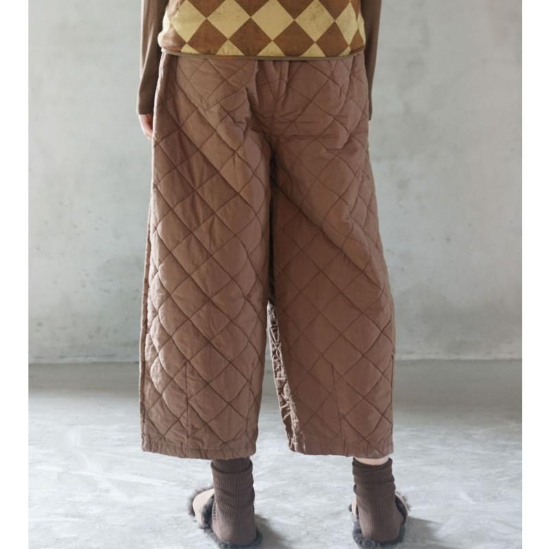 Johnature Women Vintage Straight Pants Solid Color Button Fly Loose Autumn Trousers Warm Thick Casual Women Pants