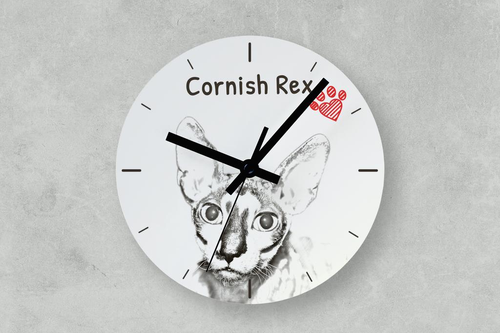 Cornish Rex – Wall clock with a cat, shelf clock with a print | Art-Dog