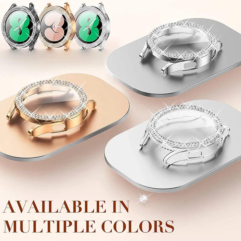 Fashion Bling Case for Samsung Galaxy Watch 6 4 Case 40mm 44mm Accessories Two Rows Diamond bumper Galaxy Watch 5 6 40 mm Cover