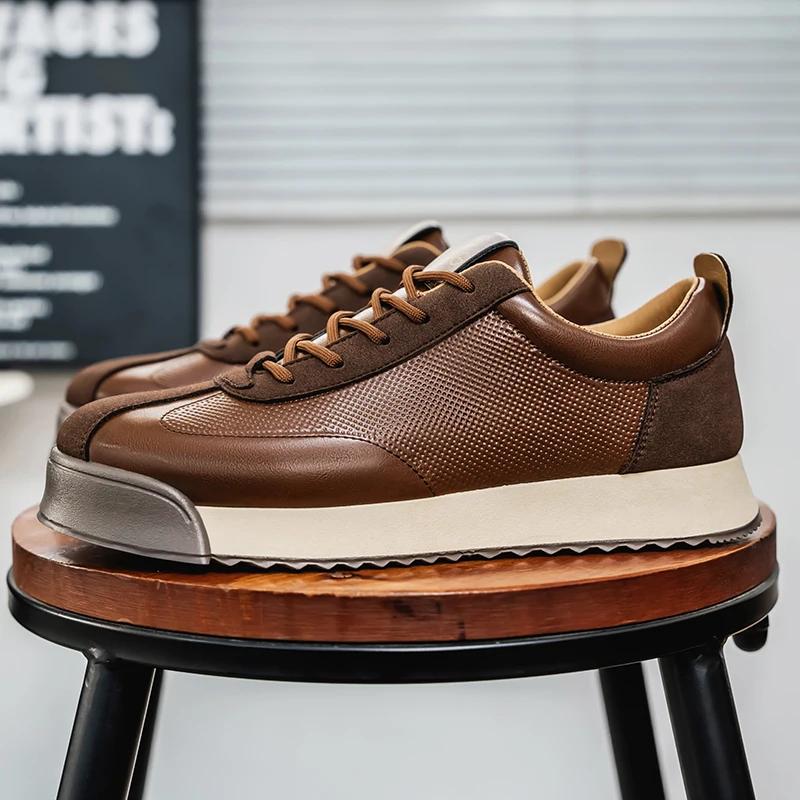 

Breathable Flat Shoes Trainers Men Lace-up Casual Sneakers Retro Fashion Brown Men s Low Sneakers Zapatillas Hombre Big Size 45 39 коричневый