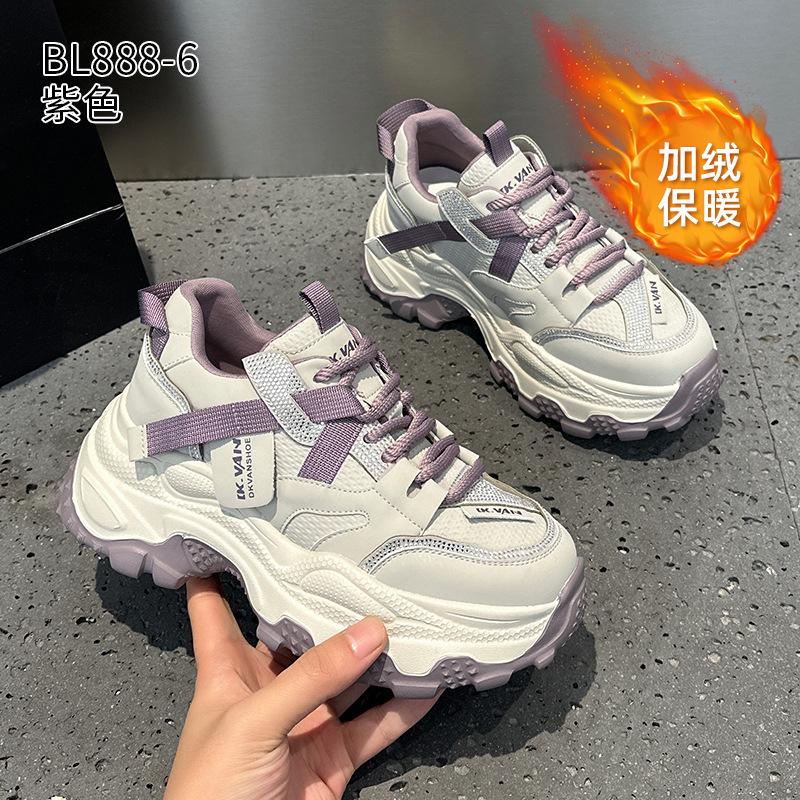 Leather dad shoes autumn and winter new retro small platform sports and leisure shoes