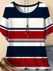 Vintage Women Summer Stripe T-Shirt 3D Printed Streetwear Casual Tees O-Neck Short Sleeves T-Shirt Fashion Y2k Woman Clothing