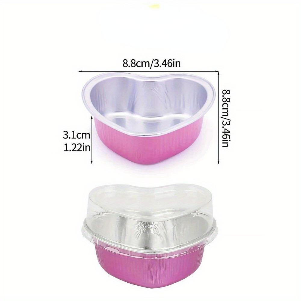 20PCS Heart Shape Disposable Aluminum Foil Cupcake Liners with Lids Mini Cake Pans for Wedding Birthday Party Kitchen Gadget
