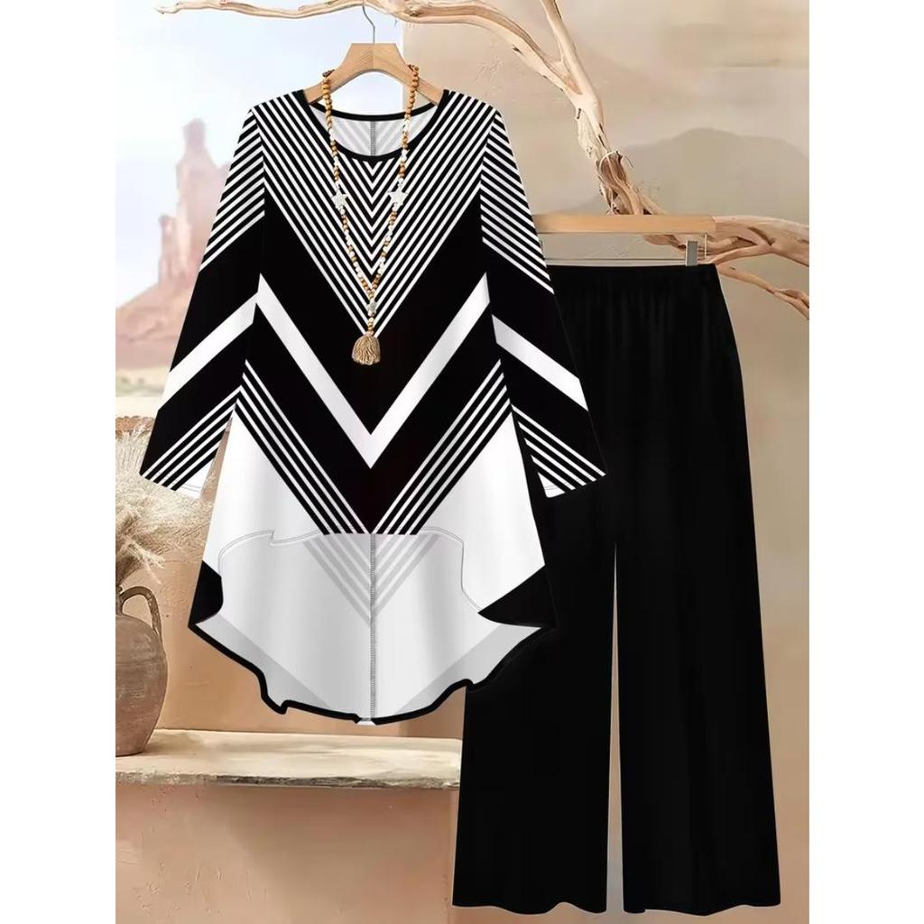 Ladies', Fashionable, Elegant, Printed Set, Polka Dot, Loose, Casual Set