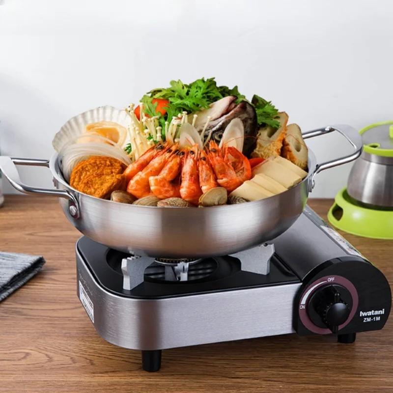 Edelstahl Nudeltöpfe Kochgeschirr Stieltopf Trockentöpfe mit Griff Kochen zu Hause Paella Pfanne Meeresfrüchte Reis Topf Picknick Snackteller