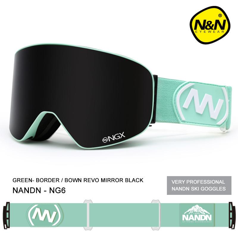 

NANDN Nanen взрослые унисекс горнолыжные очки двухслойные противотуманные большие цилиндрические горнолыжные очки для сноуборда и горных лыж с диоптриями NG6 Aqua blue frame black fil