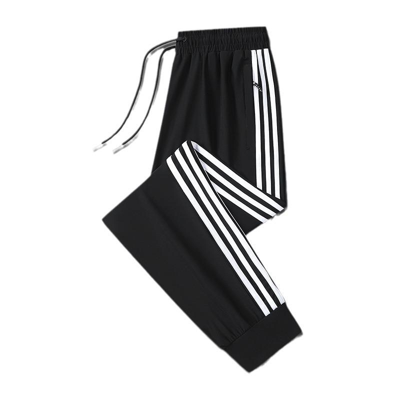 Ice Silk Sports Casual Pants with Three Bars Ice Silk Cool Breathable Pants for Men 50-125KG
