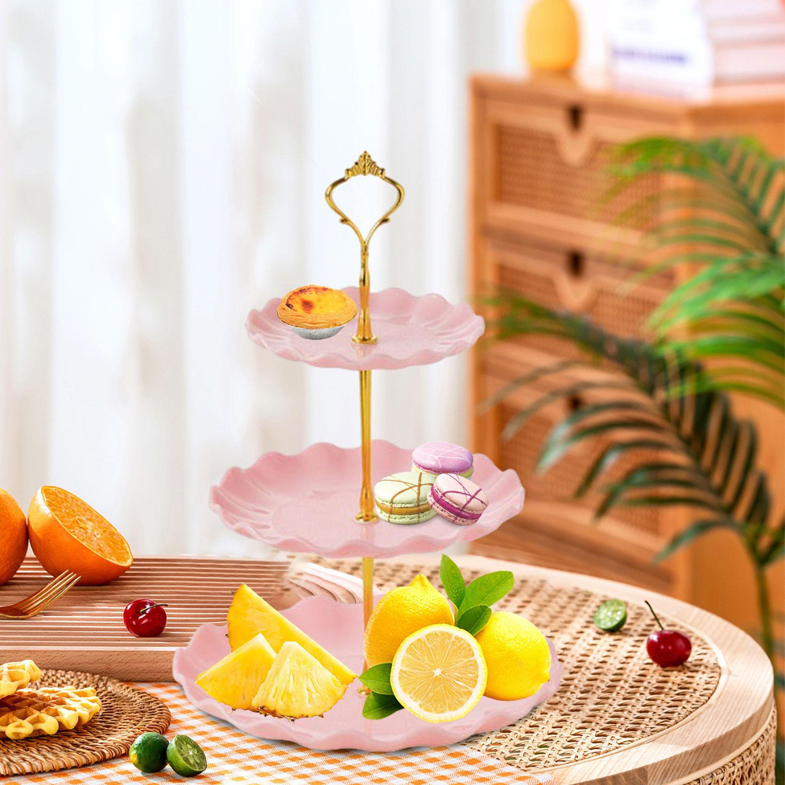 

3-х уровневая подставка для торта, поднос, косметика, ресторан, кексы, демонстрационная тарелка, темно-зеленый розовый