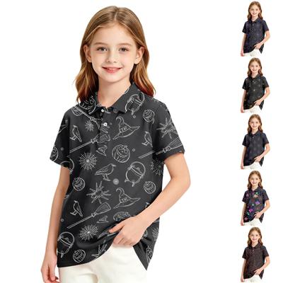 Cămașă Uniformă Școlară pentru Fete cu Imprimeu de Halloween—Tricou Casual Formal