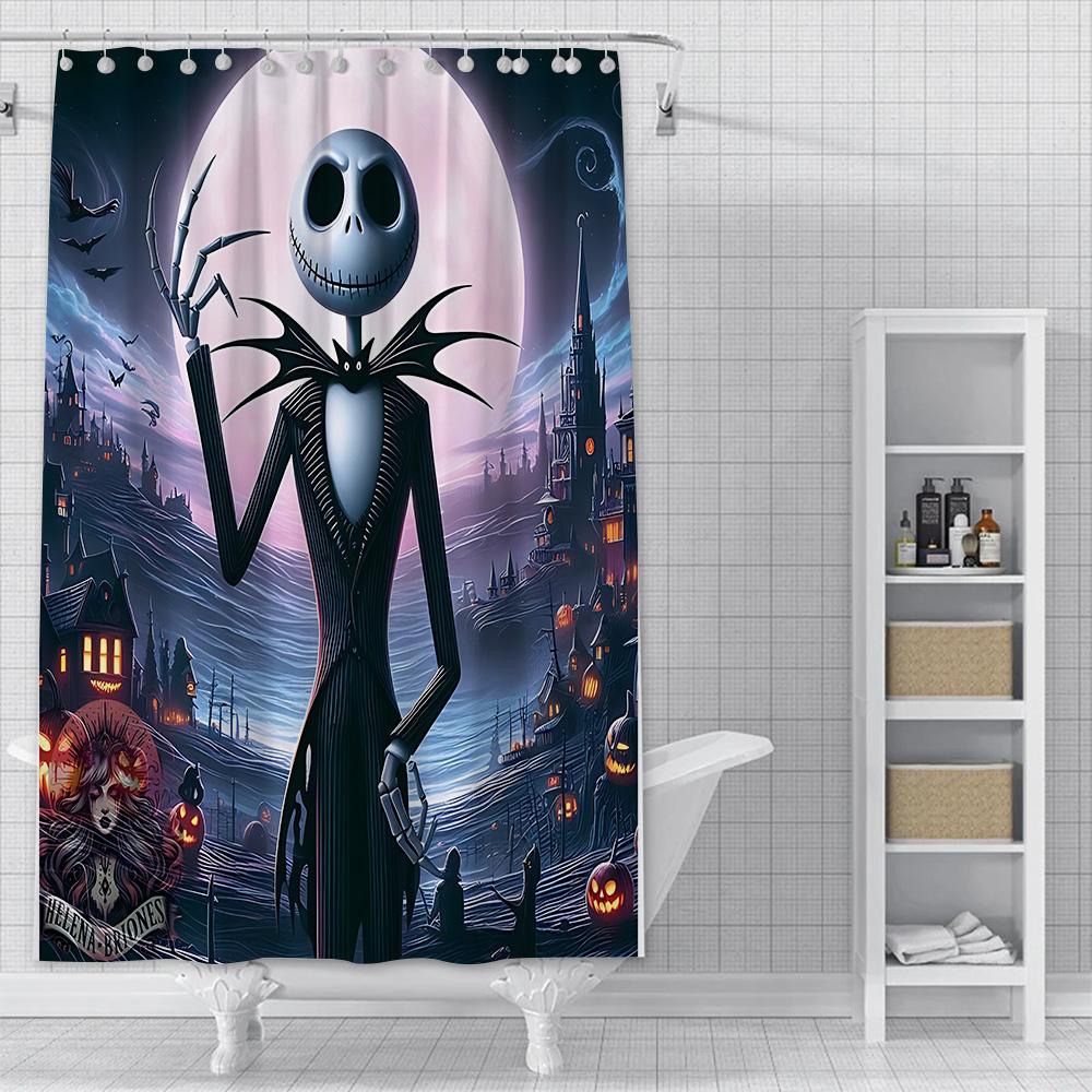 Dusche Jack Skellington Vorhang Wasserdicht Polyester Stoff Farbe Bunt Badezimmervorhänge Haus Badezimmer Dekor Vorhang Mit Haken