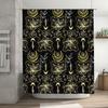 Black Gold Shower Curtain Waterproof Bathroom Decorative Fabric Printed With Abstract Flower Patterns For Home Decoration Size: