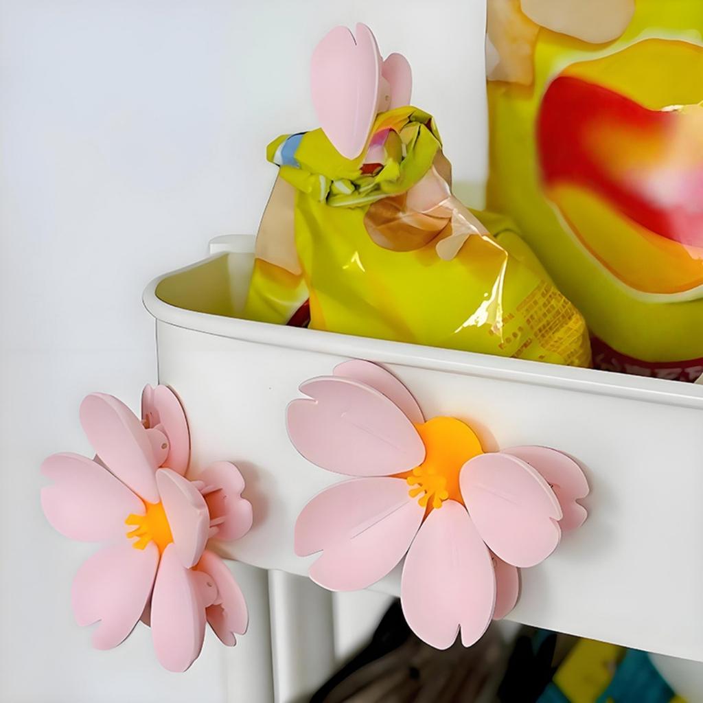 1/2 Cherry Blossom Magnetic Refrigerator Magnets, 5 Petal Sealing Clips, Magnetic Refrigerator Stickers, Snack Clips, Floral Decorations