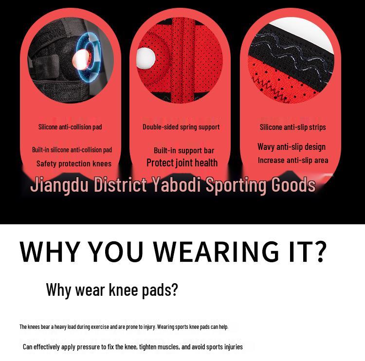 Sports Knee Pads with Four Spring Bar Support for Cycling, Running, and Mountaineering