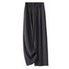 Summer 2025 Women's High-Waisted Gray Wide-Leg Pants - Slimming, Floor-Length, Drapey, Loose, Casual Straight-Leg Design.