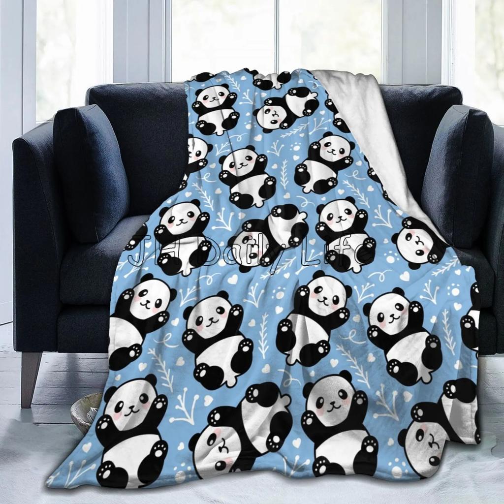 Cute Panda Flannel Fleece Bed Blanket Lightweight Cozy Warm Plush Throw Blanket for Bedroom Living Rooms Sofa Couch 80x60 Inch
