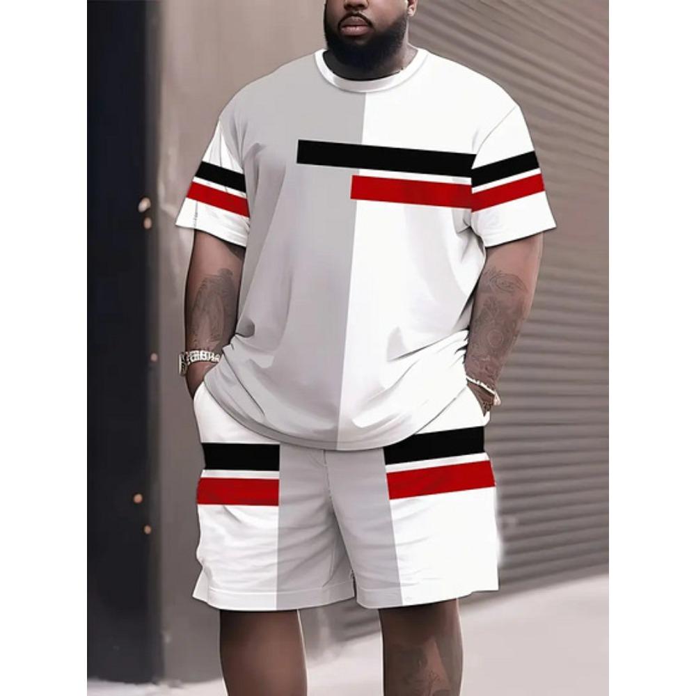 

Fashionable Creativity Colorful Pattern 3D Printed 2-piece Set Leisure Sports Style Loose Oversized Men s Summer Comfortable Breathable Sports Wear 6XL