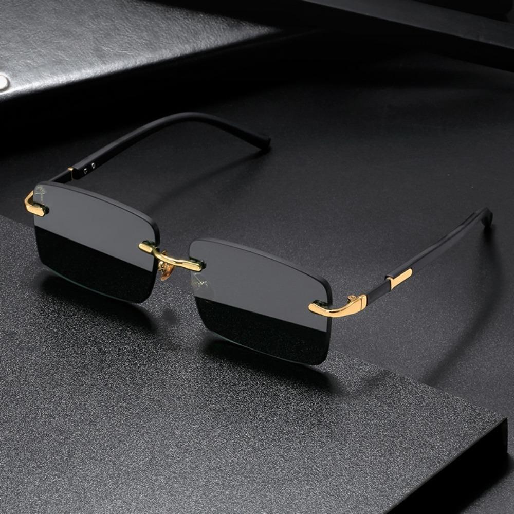 Rimless Square Frame Eyeglasses Goggle High Definition Sunglasses for Men Ladies Blue Light Blocking Eye Fashion Eyewear