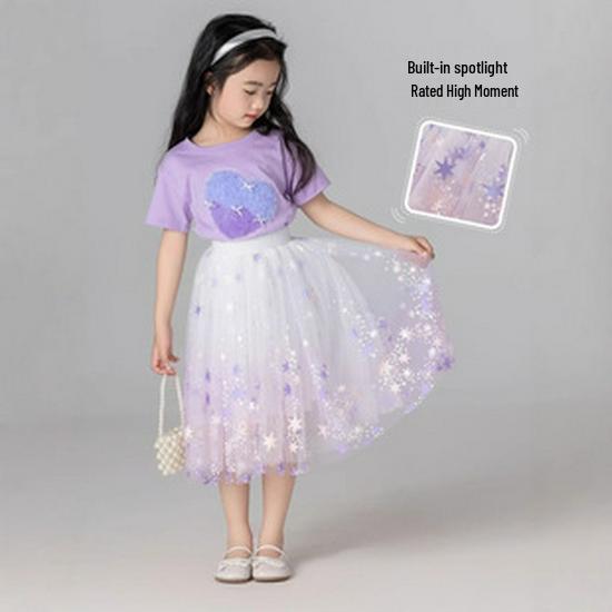 Korean Style Girls' Lace Princess Dress, Spring/Autumn 2024 - Long Sleeve, Puffy Tulle One-Piece