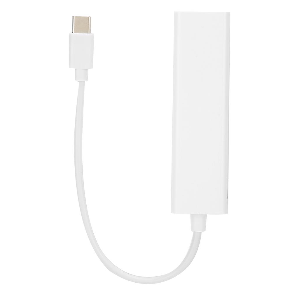 3-Port Hub USB2.0 RJ45 Lan Netzwerkkarte USB3.1 Typ-C zu Ethernet Adapter für OS X   Android