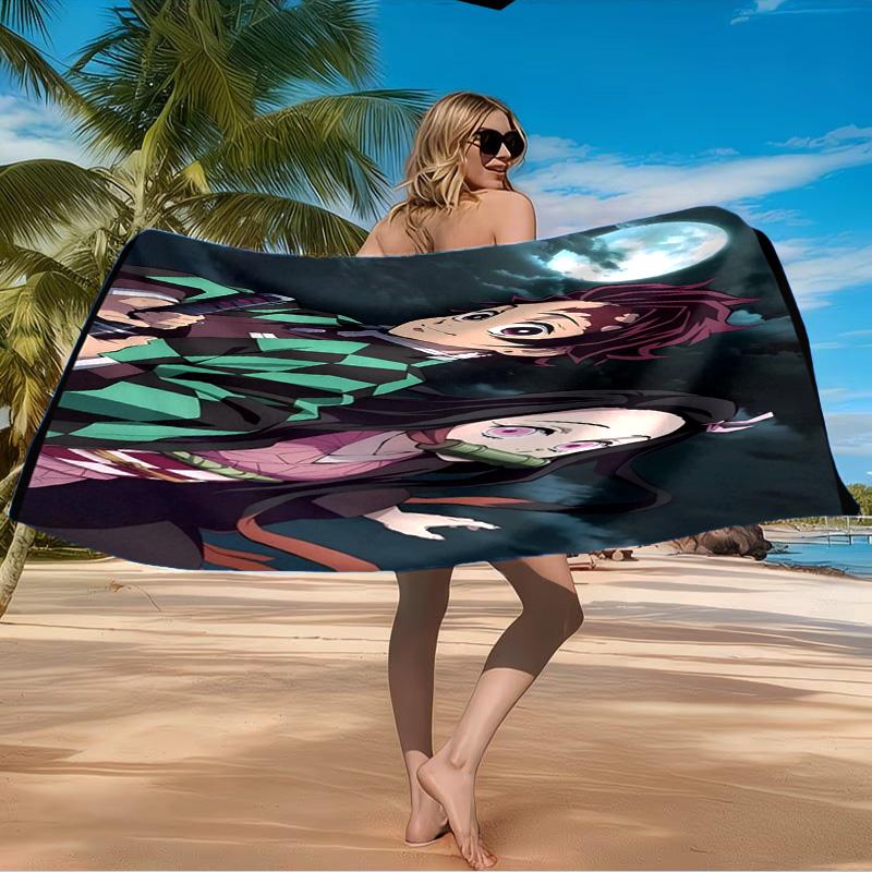 Powerful Demon Anime Beach Towel Microfiber Beach Towel, Lightweight and Quick-Dry, for Summer Travel, Swimming Pool Fan Birthday Gift