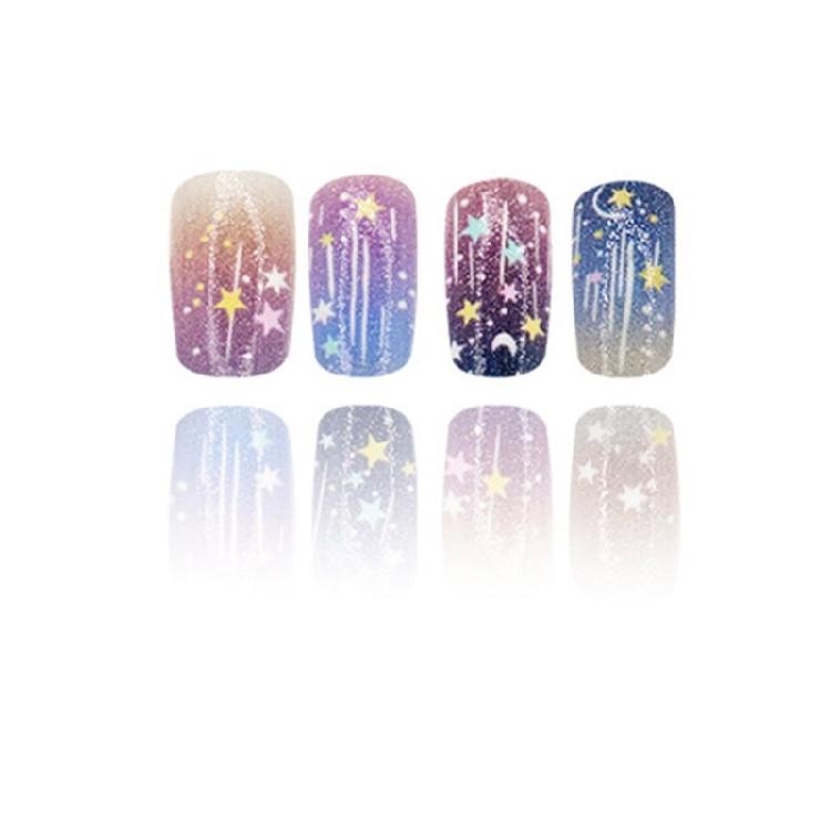 24Pcs Medium Square False Nail Space Theme Moon Star Designs Acrylic Nail For Commuting Celebrations And Special Event